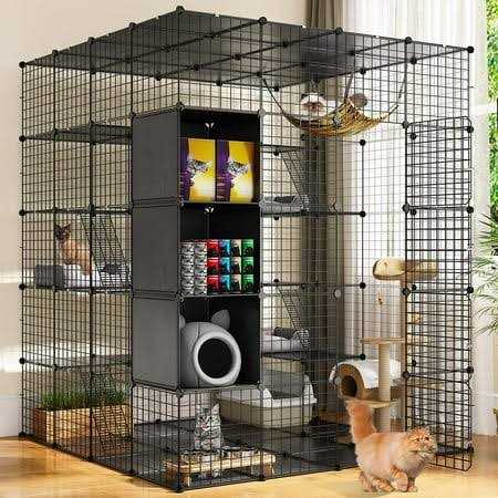Dextrus Large Cat Cage 5-Tier Kennels with Cube Storage DIY Indoor Catio Enclosure Spacious Cat Playpen with Hammock - Pet Supplies online store