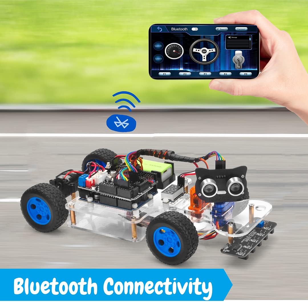 OSOYOO Robot Rc Smart Car DIY Kit to Build for Adults Teens with Servo Power Steering Motor, WiFi, Bluetooth, Code Programmable Compatible with Arduino UNO