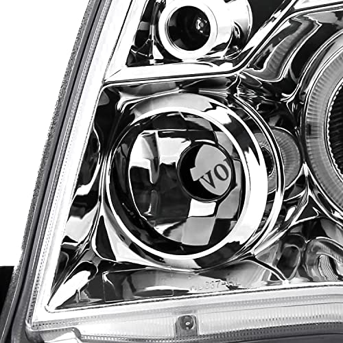 SPEC-D TUNING LED Halo Chrome Housing Clear Lens Projector Headlights Lamps Compatible with 2005-2011 Toyota Tacoma, Left + Right Pair Headlamps Assembly