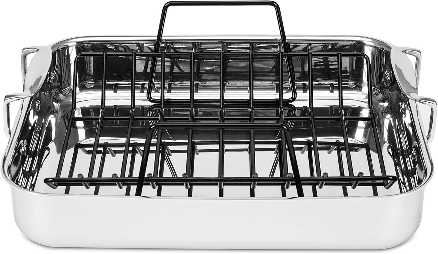 Viking Culinary 3-Ply Stainless Steel Roasting Pan, Includes a Nonstick Rack, Dishwasher, Oven Safe, Works on All Cooktops including Induction