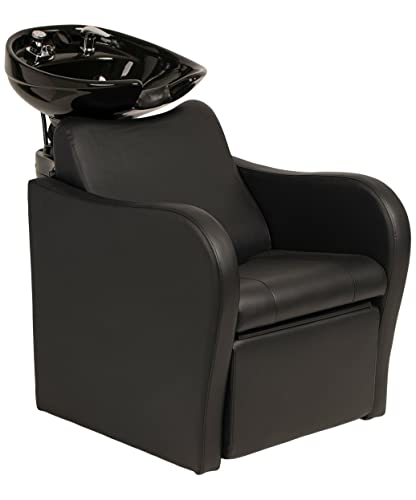 Buy-Rite Lexus Backwash Unit - Salon Shampoo Chair & Tilting Porcelain Shampoo Bowl, European Style Single Handle Faucet, Extra Wide Seat and Kick-Out Leg Rest, TS-8018B