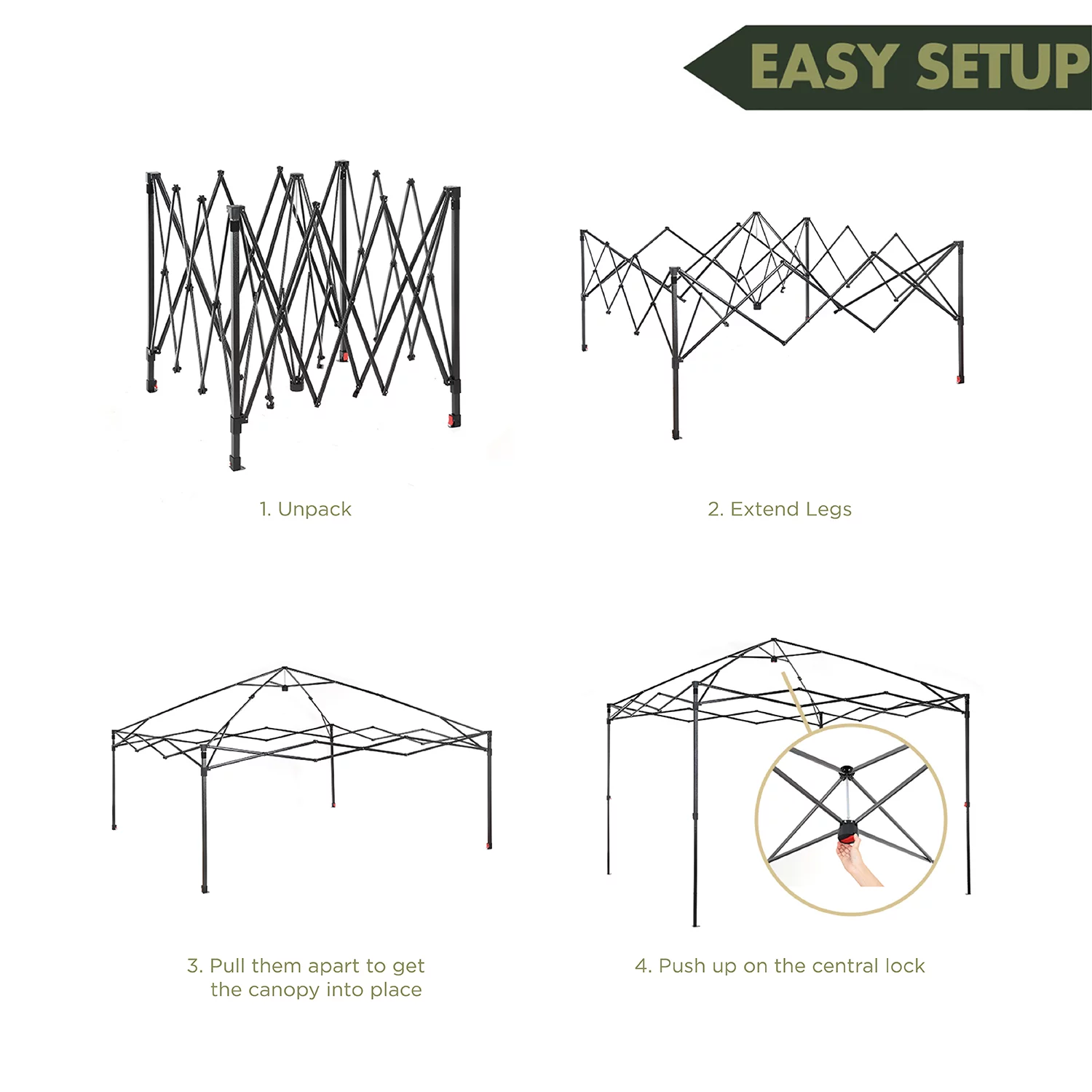 ARROWHEAD OUTDOOR 12’x12’ Pop-Up Canopy & Instant Shelter, Easy One Person Setup, Water & UV Resistant 150D Fabric