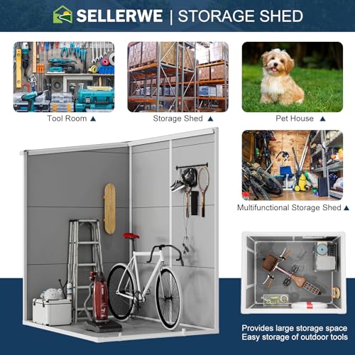 8x6x7 FT Resin Storage Shed, Waterproof Outdoor Storage Shed w/Floor, 2 Windows, Double Lockable Doors & Vents, Tool Shed for Patio Garden, Lawn, Backyard, Dove Grey