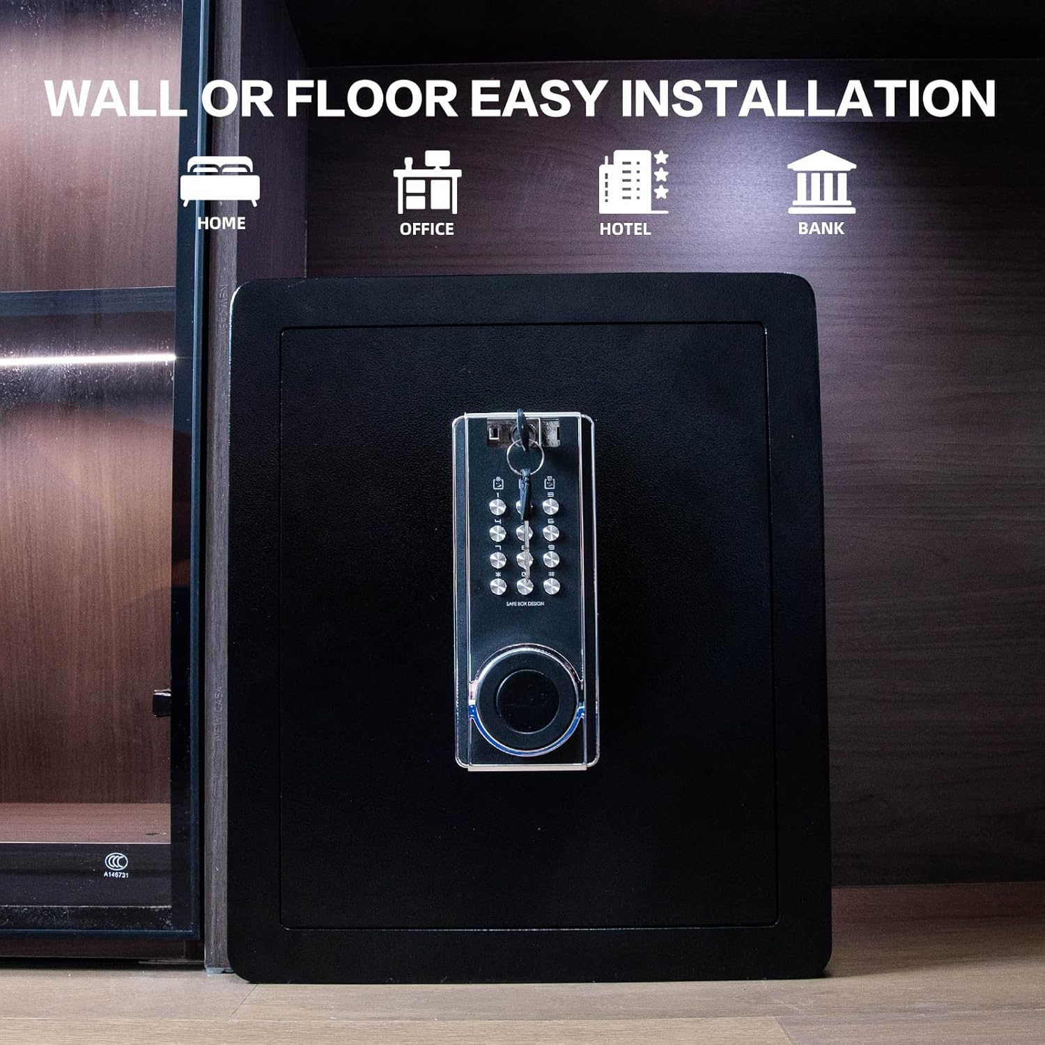 2.05 Cub Security Safe and Safe Box with Digital Keypad,Fireproof Safe with Inner Cabinet LED Light,Money Safe box for Home Hotel Business