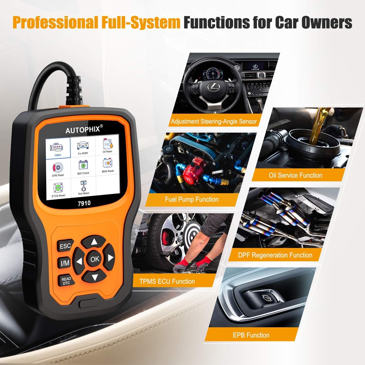 AUTOPHIX Diagnostic Scanner Tool for BMW Enhanced 7910 Full-System OBD2 Scanner Auto Fault Code Reader with Battery Registration for All BMW After 1998 [Upgrade Version]