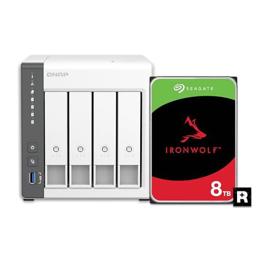 QNAP 4 Bay NAS with 12TB Storage Capacity, Preconfigured RAID 5 Seagate IronWolf Drives Bundle, 2.5GbE Ports (TS-433-4G-44ST-US)