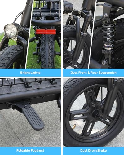 Hoverfly 14" Electric Scooter with Seat Adult, 550W/750W Peak Motor, 18.6/25 Miles Range, 15.5/22Mph Max Speed, Height-Adjustable Comfort Seat, Commuter Escooter with Carry Basket&Accessories