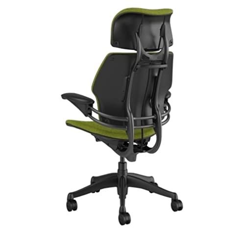 Humanscale Freedom Office Chair with Headrest - Ergonomic Work Chair with Advanced Highly Adjustable Duron Arms and GEL Seat - Wheels for Carpet - Walnut Ginkgo Fabric