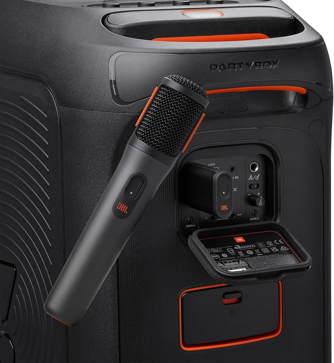 JBL PartyBox 710 Speaker with Lights, Wheels and 2 Wireless Mics