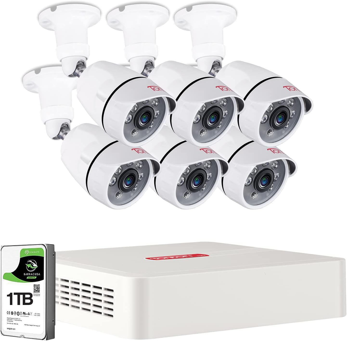 Tonton 5MP Lite 8 Channel Security Camera System,8CH H.265+ Hybrid DVR with 2TB HDD and 8PCS 2.0MP Weatherproof CCTV Bullet Cameras,Easy Remote Viewing,Motion Detection,Powered by Hikvision