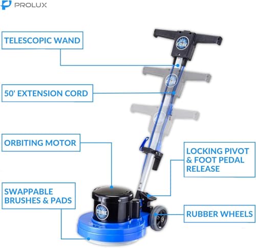 Prolux Core 13 inch Electric Floor Buffer Scrubber and Polisher Machine - All Floor Surfaces