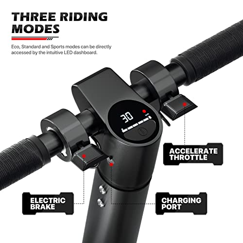 MoNiBloom E-Scooter Electric Kick Scooter w/LED Display and Bluetooth APP, Portable Folding Commuting Scooter for Adults & Teens