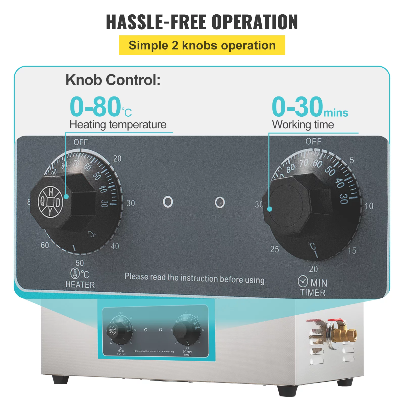 VEVORbrand 30L Ultrasonic Cleaner 304 Stainless Steel Professional Knob Control Ultrasonic Cleaners with HeaterTimer for Jewelry Watch Glasses Circuit Board Dentures Small Parts Dental Instrument