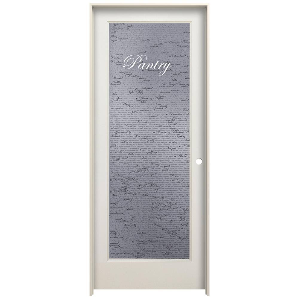 JELD-WEN 24 in. x 80 in. Left Hand Recipe Pantry Frosted Glass Primed Wood Single Prehung Interior Door