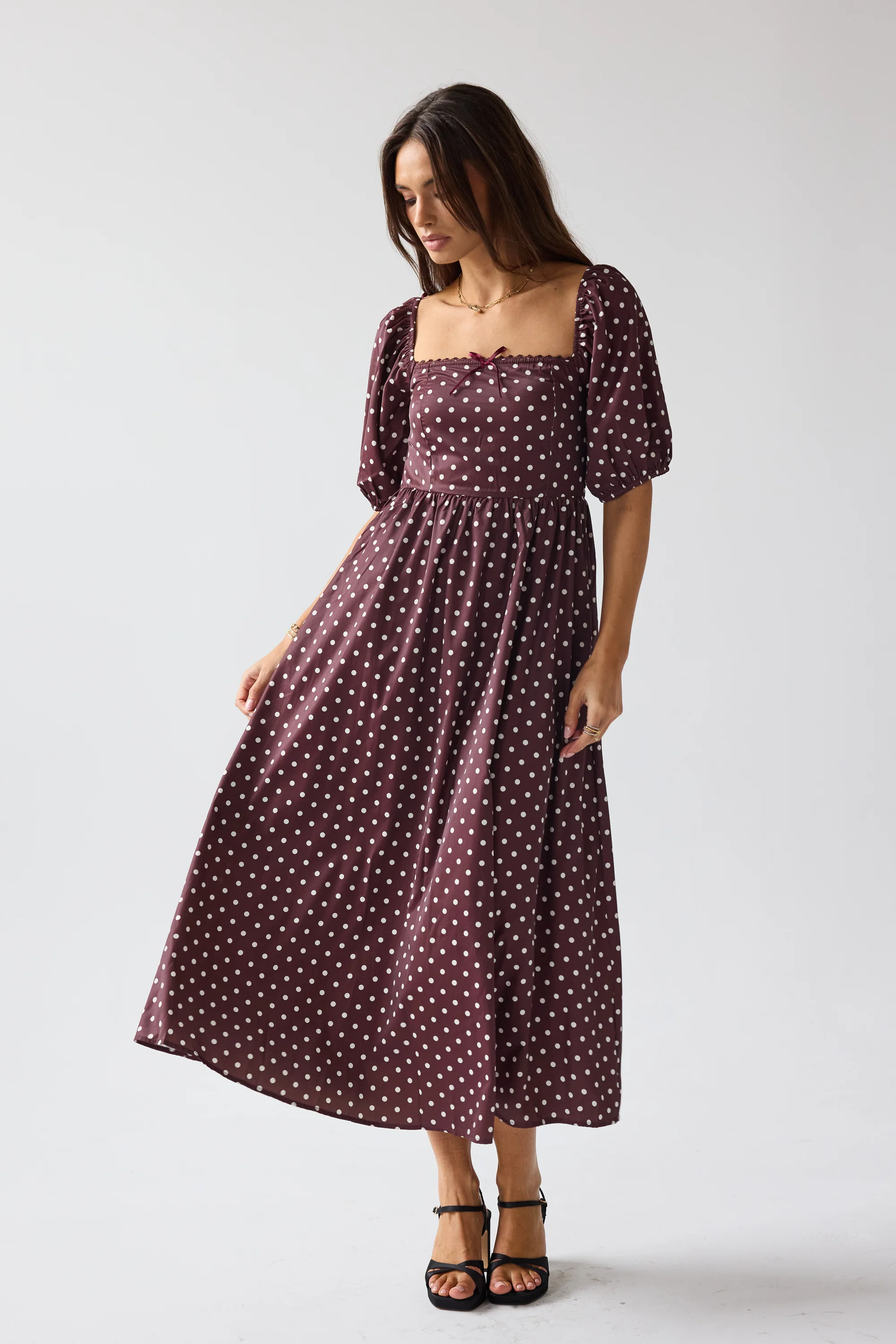 Jersey Polka Dot Midi Dress