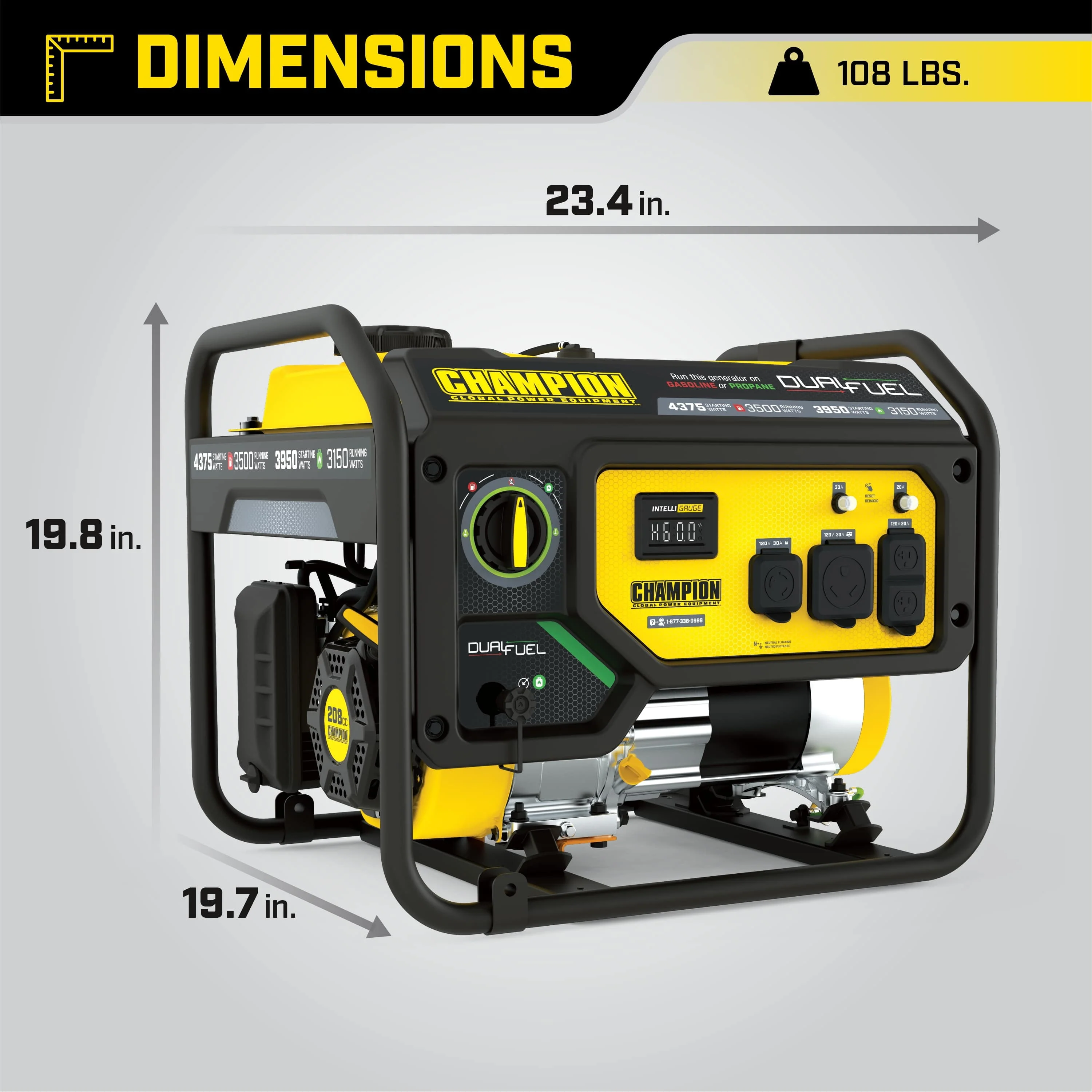 Champion Power Equipment 3500 Watt Dual Fuel Portable Generator