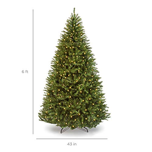 Best Choice Products 6ft Pre-Lit Hinged Douglas Full Fir Artificial Christmas Tree Holiday Decoration w/ 1,355 Branch Tips, 450 Warm White Lights, Easy Assembly, Foldable Metal Stand