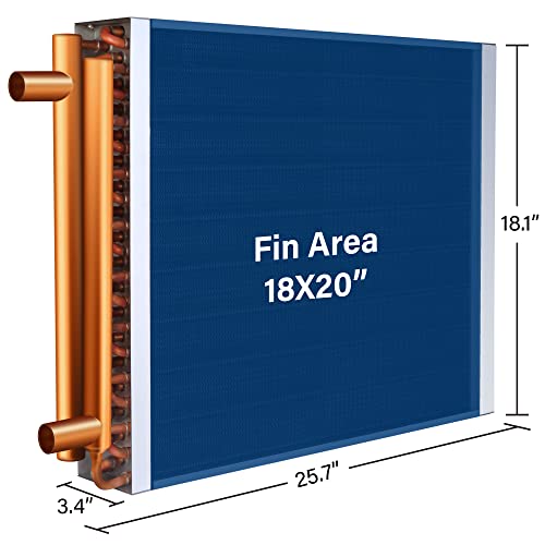 ALECOIL 18x20 Water to Air Heat Exchanger with 1" Copper Ports Hot Water Coil