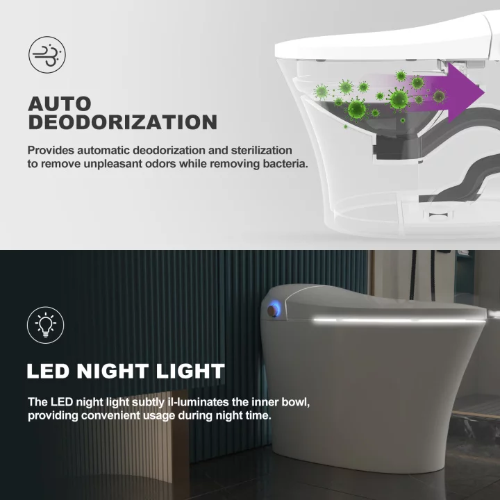 HOROW Smart Toilet, Heated Bidet with Dryer & Warm Water, Heated Seat, Auto Close Toilet Seat, Modern Tankless Toilet with Remote Control, HR-T20Y