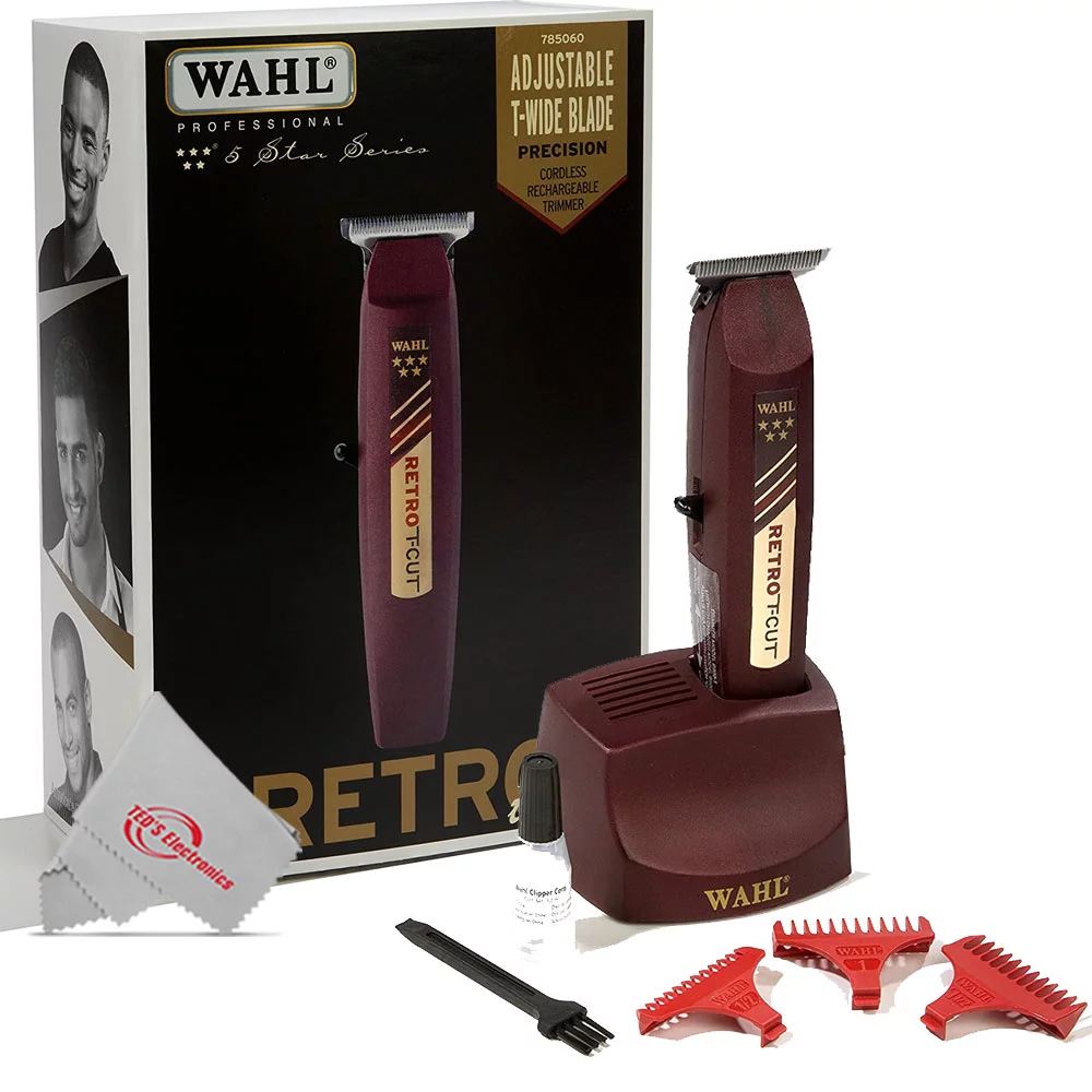 Wahl #8412 Professional 5 Star Cordless Retro T-Cut Trimmer + Rechargeable Shaver/Shaper #8061-100