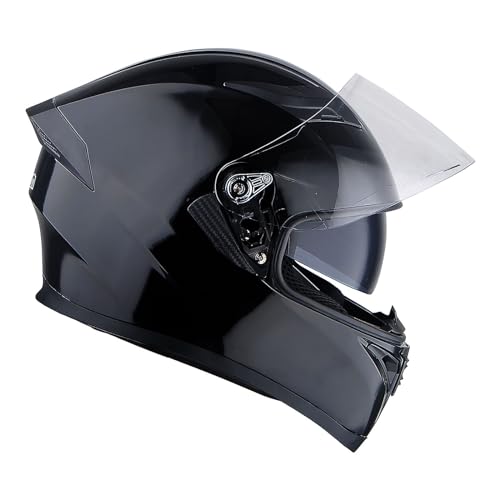 1Storm Motorcycle Full Face Dual Visor Helmet Bundle with Spoiler and Motorcycle Bluetooth Headset: HJK316 Matt Black