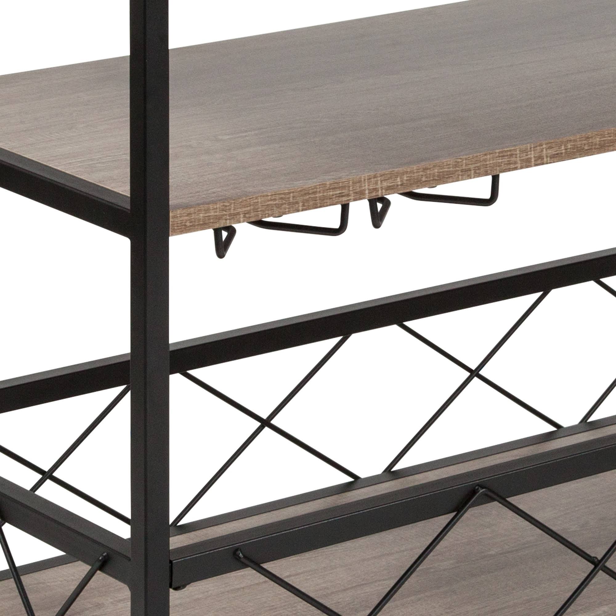 Emma and Oliver Light Oak Wood Kitchen Bar Cart, Stemware Rack and Locking Casters