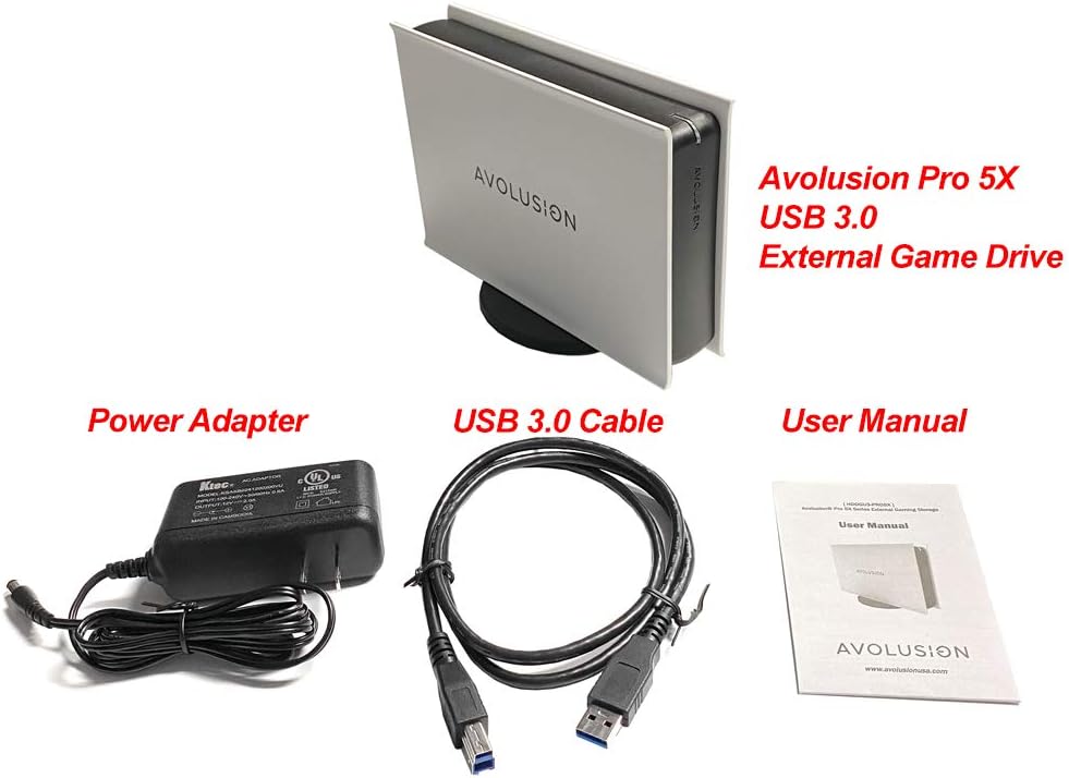 Avolusion PRO-5X Series 8TB USB 3.0 External Gaming Hard Drive for PS4 Original, Slim & Pro (White)