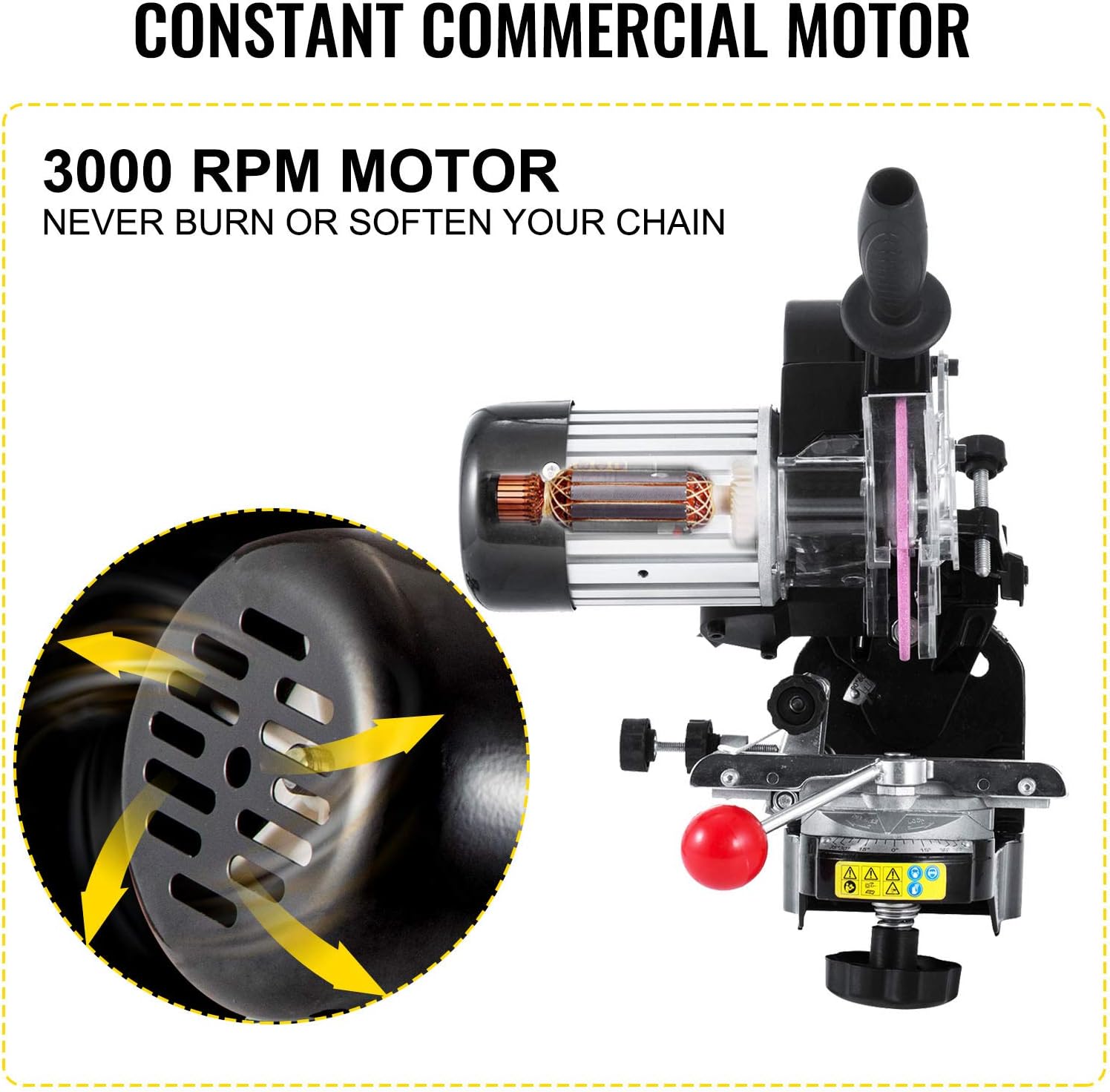 Mophorn Chainsaw Sharpener 230W, Professional Multi-Angle Adjustable Chain Grinder 3000RPM, Electric Chainsaw Blade Sharpener for 1/4" to 2/5" Chains