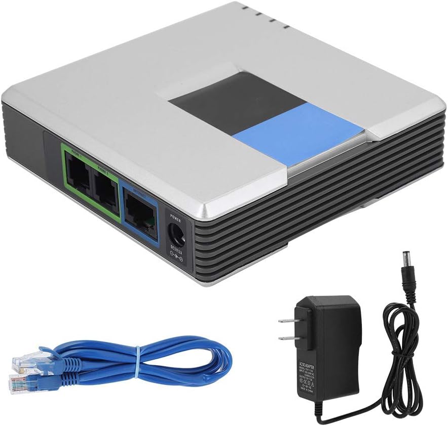 VoIP Gateway, Portable 2 Ports Adapter Internet Phone Gateway SIP RJ45 Cable Support SIP V2 Protocol for PAP2T(US Plug)