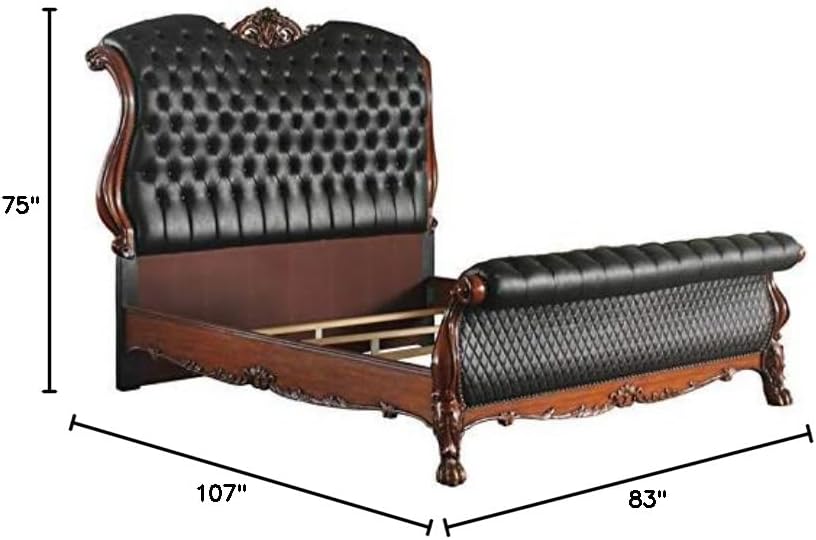 Acme Dresden California King Bed in PU & Cherry Oak
