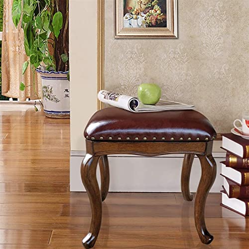 Vanity Stool Bedroom Vanity Chair Upholstered Seat Vanity Benches Dressing Stool Solid Wood Makeup Stool Simple Shoe Bench Bedroom Leather Stool Fashion Dressing Chair