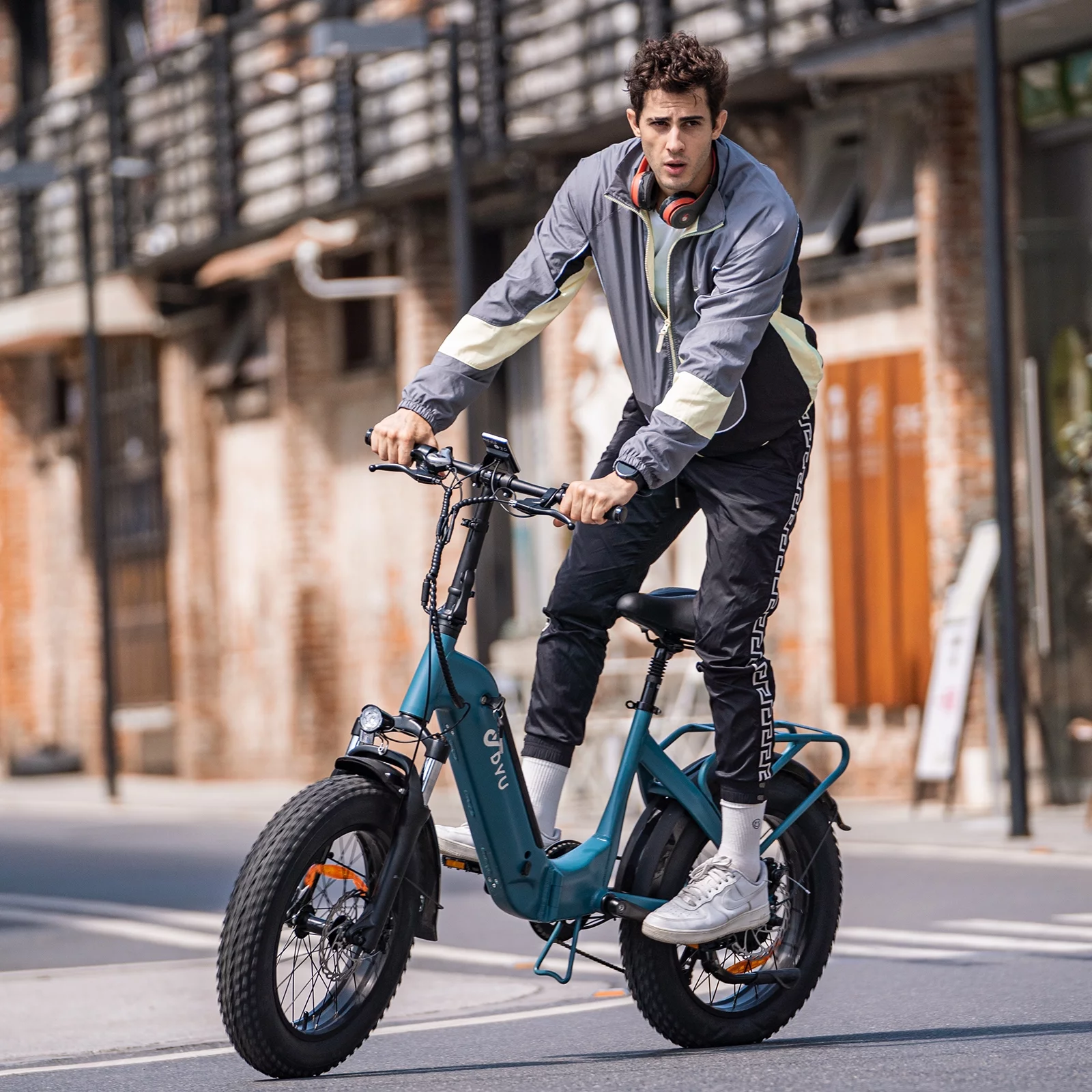 DYU 20" Fat Tire Electric Bike for Adults, Folding Electric Bicycle 500W 48V 14AH Removable LG Battery, Snow Beach E Bike w/Shimano 7 Speed Lockable Suspension Fork