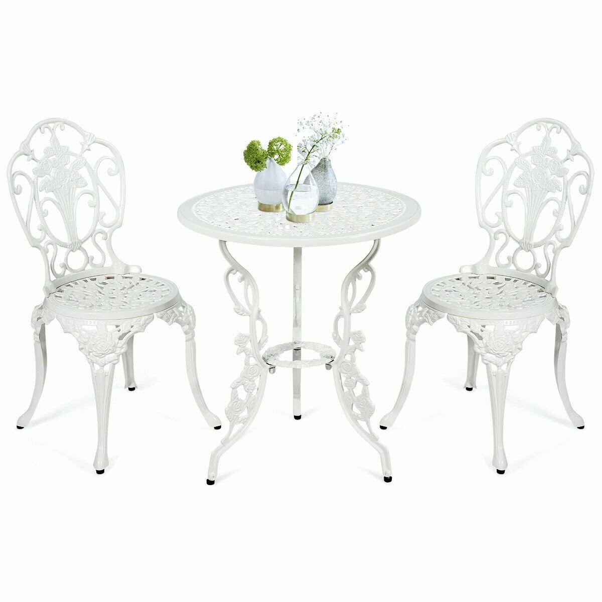 3 Pcs Patio Table Chairs Furniture Bistro Set