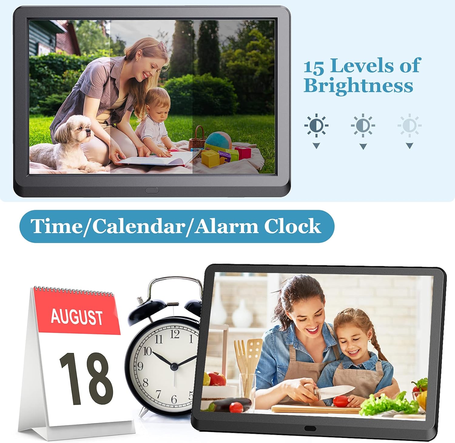 Digital Photo Frame with 8.1 Inch 1920x1080 FHD IPS Screen - Hauyince Digital Picture Frames with Remote Control, Slideshow, Picture Preview, Adjustable Brightness, Calendar, Using SD Card & USB Drive