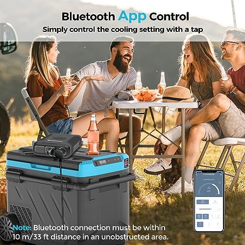 Renogy Car Refrigerator, Electric Cooler LG Powered Compressor Car Fridge, Dual Zone, App Control, Cooling from -4~68°F, Portable Freezer for Camping, RV, Fishing, Outdoor, Truck