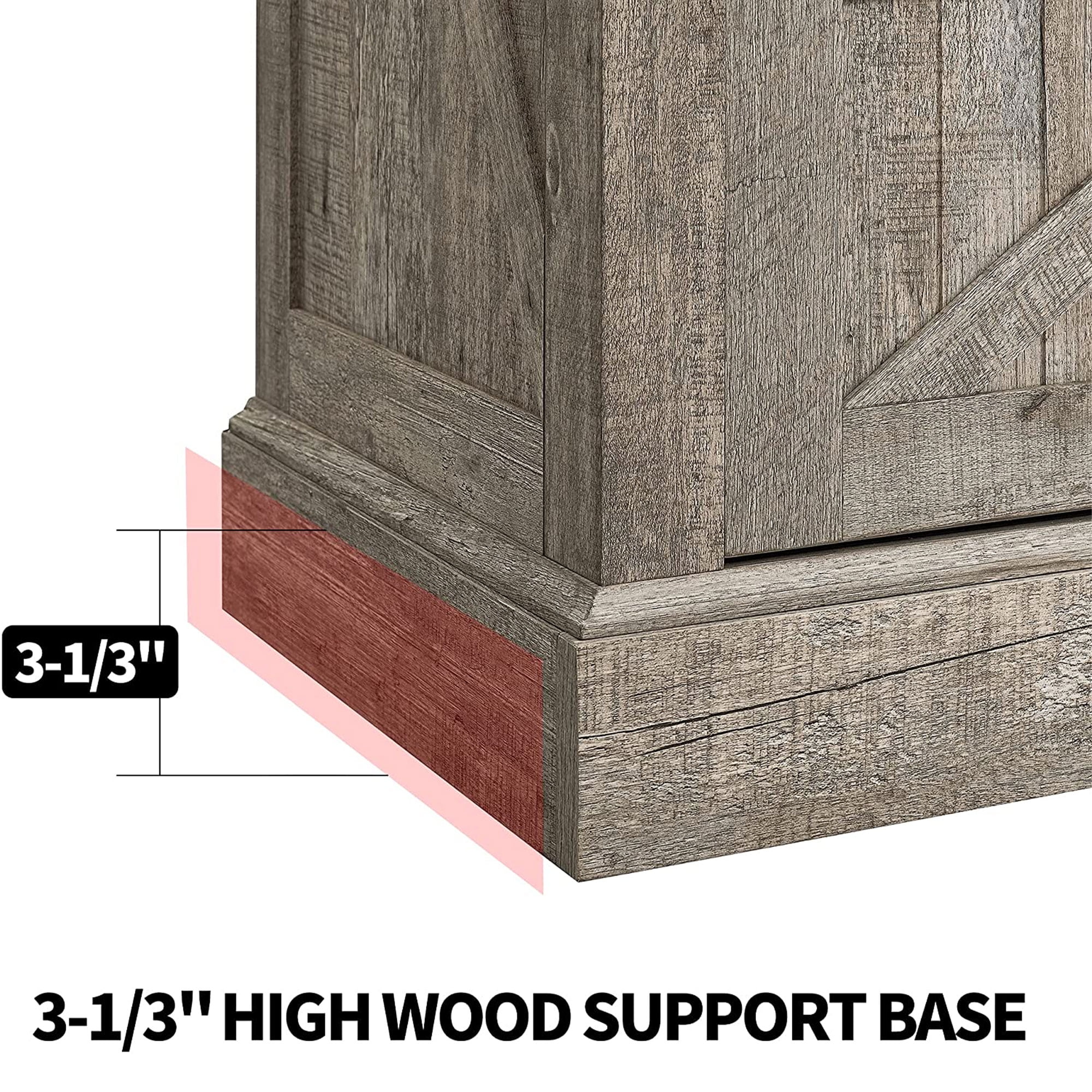 OKD 60-Inch Sliding Barn Door Wooden Farmhouse Highboy TV Stand, Light Oak