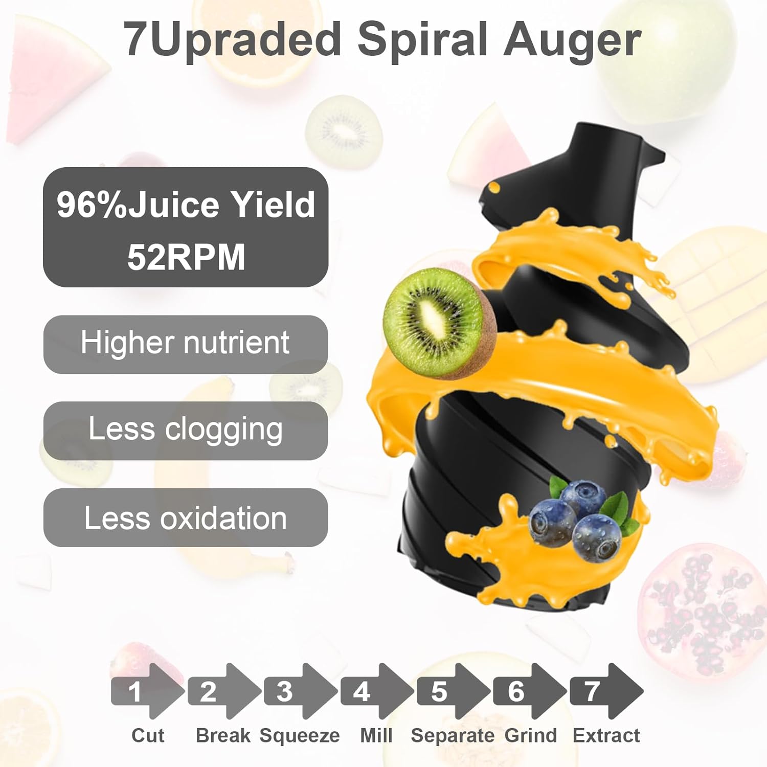 Juicer Machines,Slow Cold Press Juicer Machine, Large Chute Cold Press Juicer Extractor, Easy Clean Juicers with Higher Juice Yield, BPA-Free for Whole Fruits & Vegetables