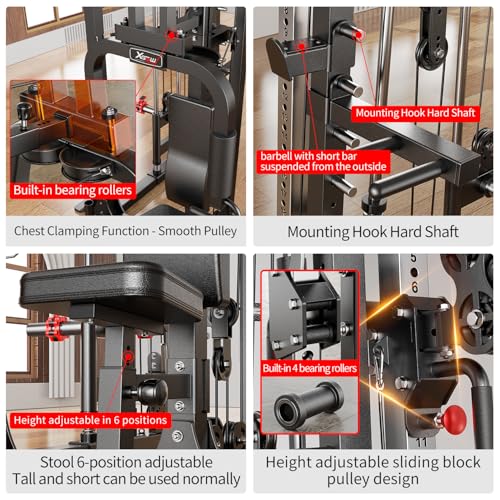 L05/07 Smith Machine，Multi-Function Squat Rack Power Cage with Cable Crossover System,with Weight Bench, Olympic Barbell Weight Set, for Home Gym