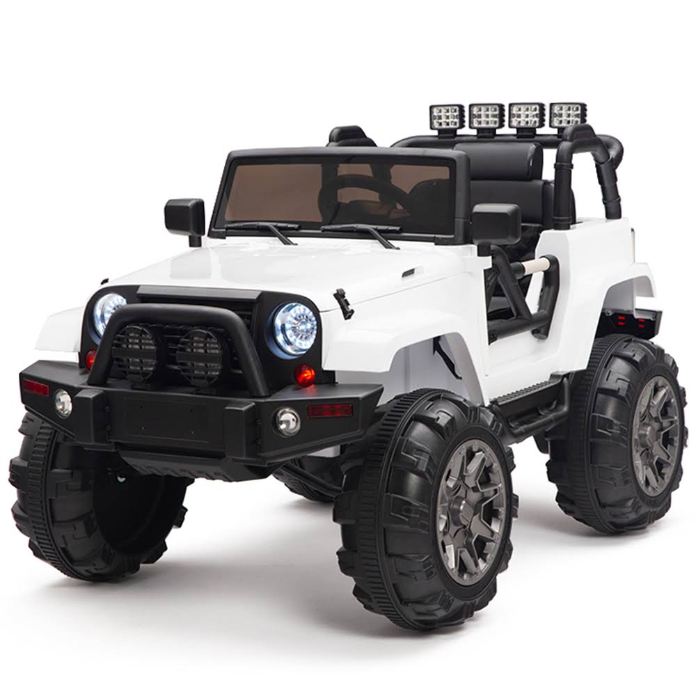 Big Toys Direct Kids 12V Electric Car Truck with Parent Remote Control - White