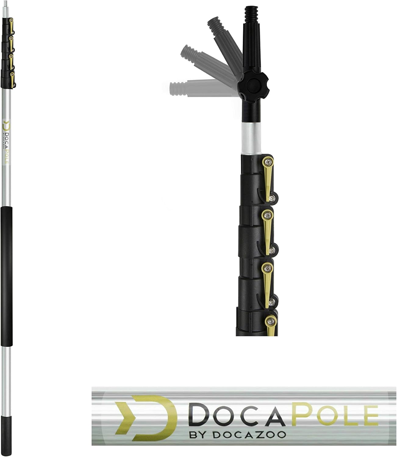 DocaPole Wall Duster with 6-24 Foot Extension Pole: Includes Telescoping Pole and Chenille Microfiber Cleaning Head for Use as Baseboard Cleaner, Wall Duster, and on High Reach Ceilings