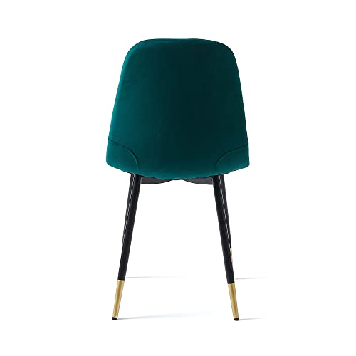NicBex Modern Dining Chairs for Living Room,Set of 4,Velvet Tufted Accent Chairs with Golden Color Metal Legs,Green