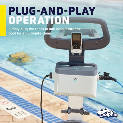 Dolphin W20 Automatic Robotic Pool Vacuum Cleaner Includes Remote Control and Caddy, Floor Cleaning Only, Ideal for Commercial Shallow Depth Pools up to 78 FT in Length