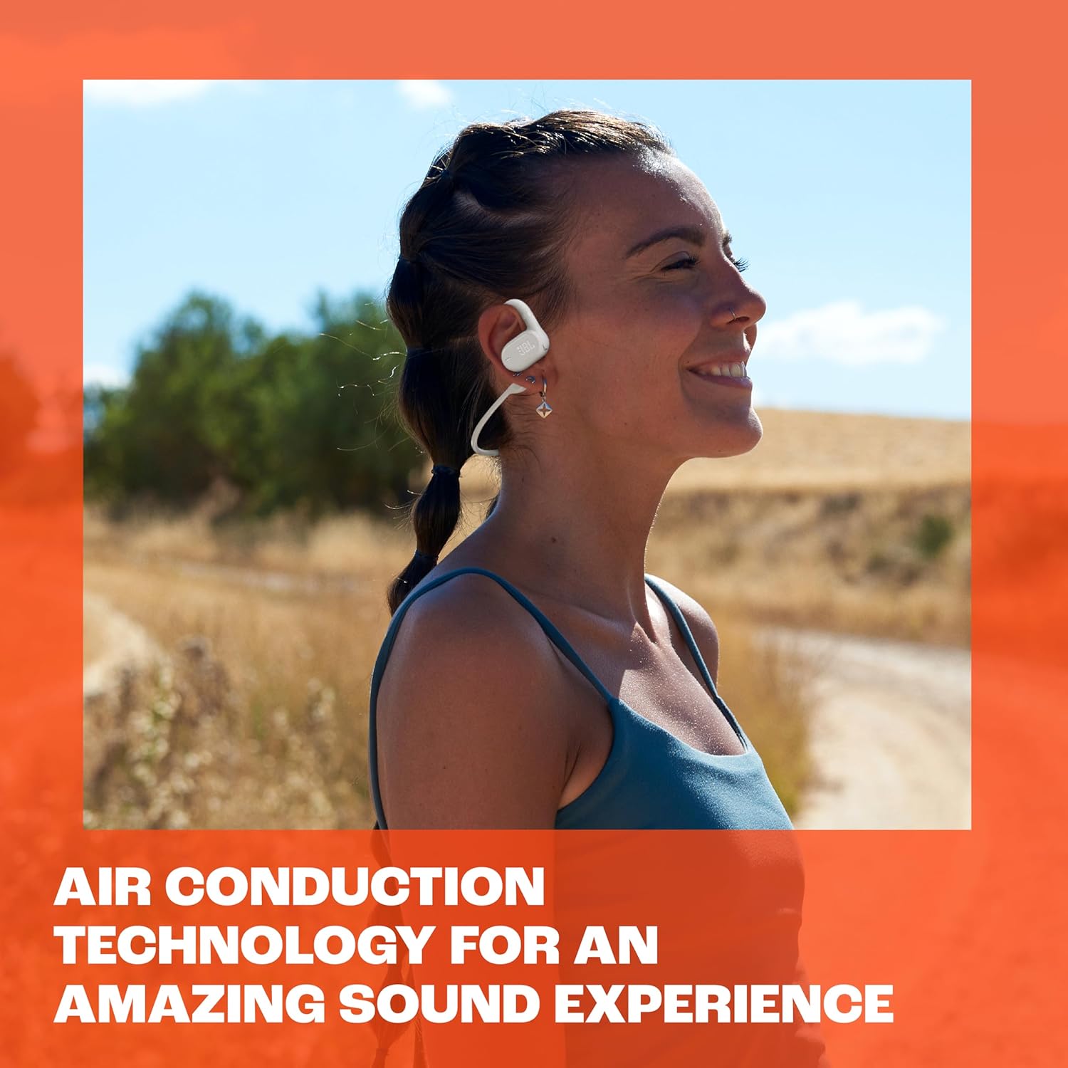 JBL SoundGear Sense - True wireless Open-ear headphones, OpenSound Technology, Splash and dust resistant, 4 mics for crisp, clear calls, Up to 24 hours of battery life, plus speed charge (Black)