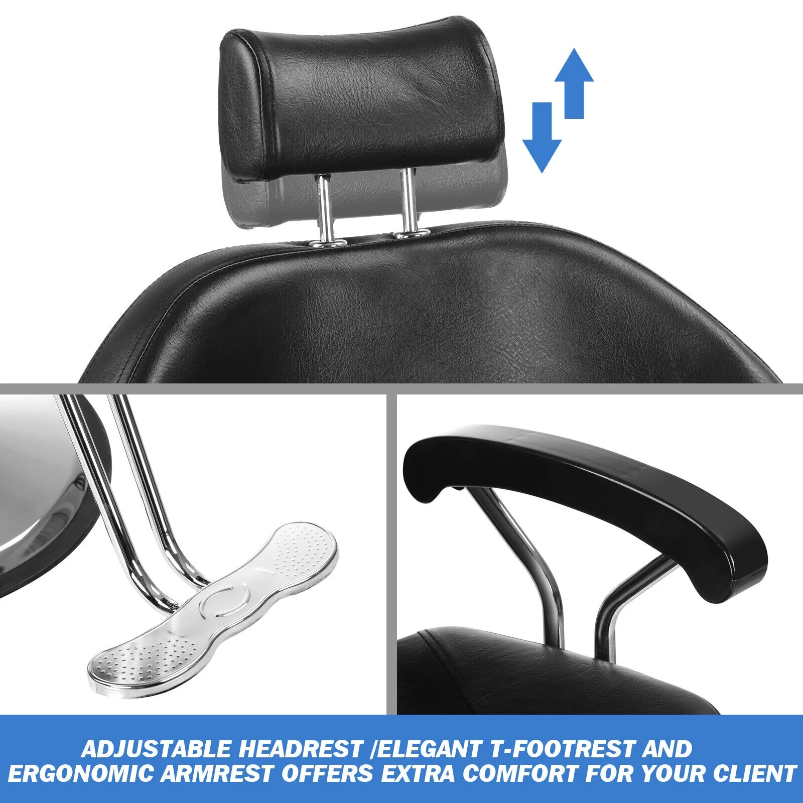 Artist hand Black All Purpose Hydraulic Barber Chair Reclining Hair Stylist Salon Equipment for Barbershop