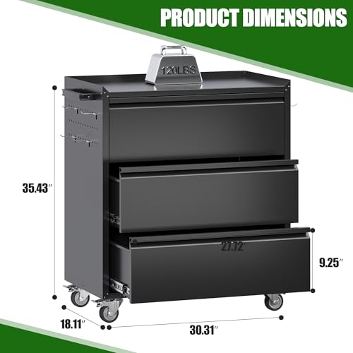 73" H Metal Storage Cabinet with Wheels, Garage Storage Cabinet with 4 Adjustable Shelves and Lockable Doors for Garage Home Office Utility Room,Required Assembly,Black