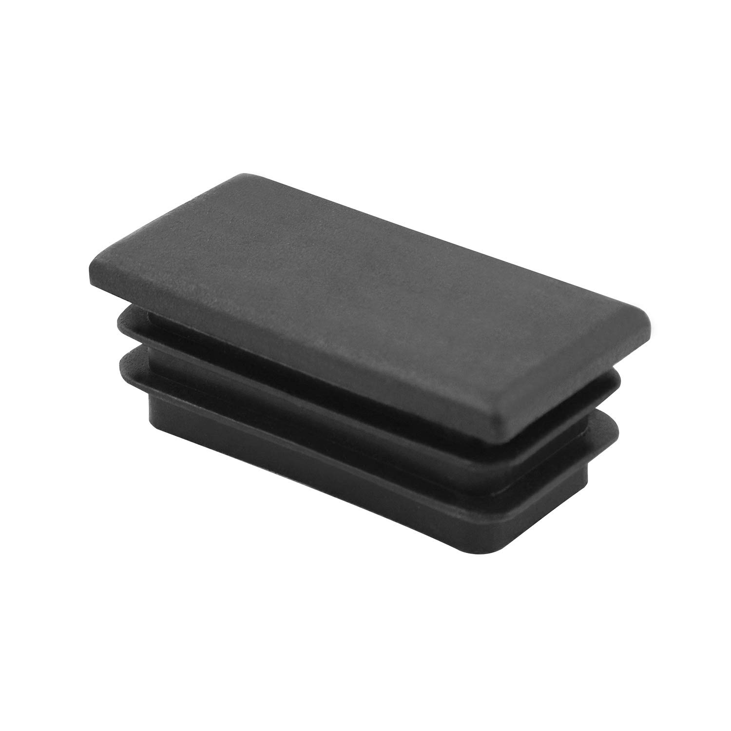 QWORK 10 PCS 1 X 2 Rectangle Black Plastic Plug End Cap for Pipe Tubing, Chair Leg