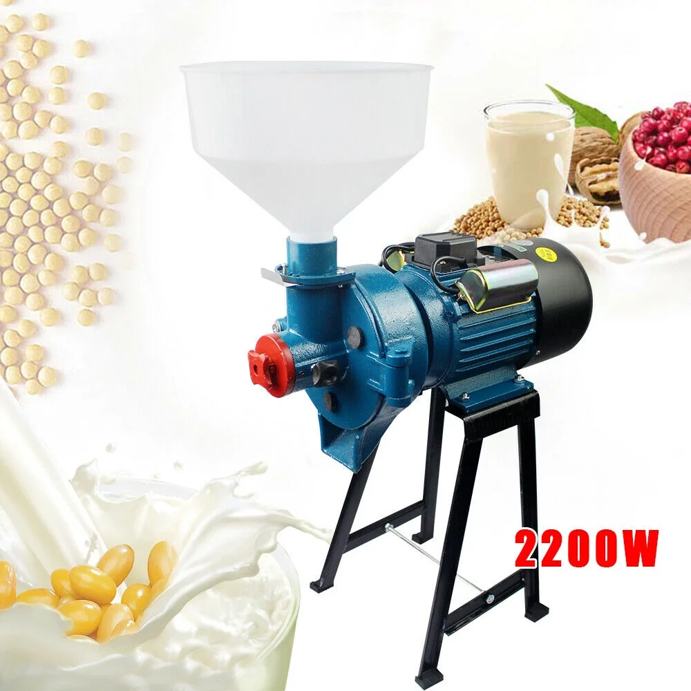 Commercial Electric Wet Beans Flour Grinder Rice Corn Grain Coffee Wheat+Funnel Wet Electric Feed Flour Mill Cereals Grinder Corn Grain Wheat+Funnel 2200W 110V