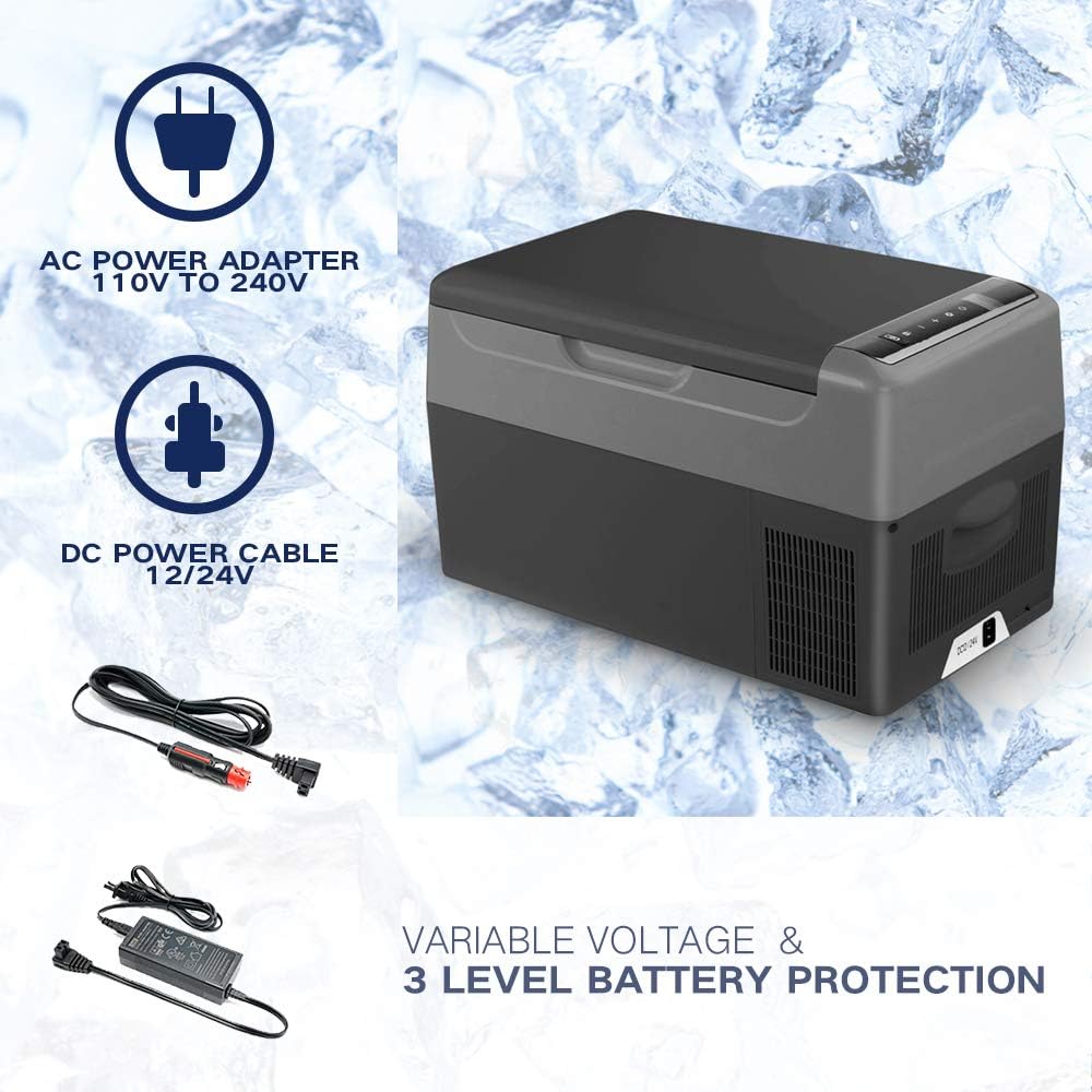 Geckoes 23 Quart Portable Refrigerator Car Fridge Freezer Compact Refrigerator -4°F ~ 68°F - 12V/24V DC and 110V AC