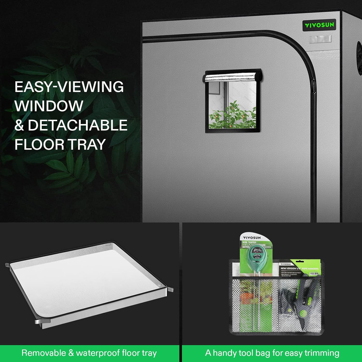 VIVOSUN G425 48"x24"x60" Grow Tent Kit, Smart Grow System with AeroLight A100 100W LED Grow Light, 4 Inch Air Carbon Filter Smellines Control and 4-Inch 25-Ft. Air Ducting