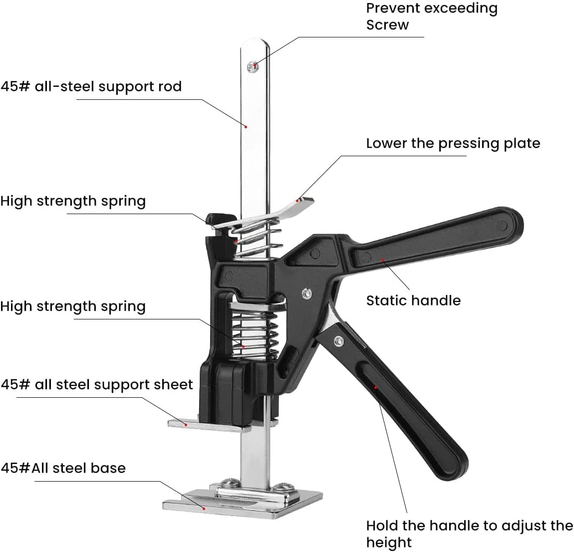 2 Packs Labor-Saving Arm Height Adjuster Lifting Device, Hand Lifting Tool Jack, Drywall Lifts, Furniture Jack for Door, Cabinet, Wall Tile, Lifting Height 9.8Inch, Maximum 260 Pounds Pack of 2